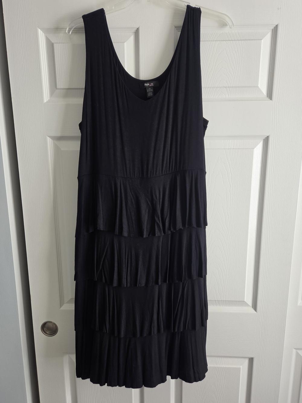 Style & Co. Black Sleeveless Tiered Ruffle Dress MIDI 3x